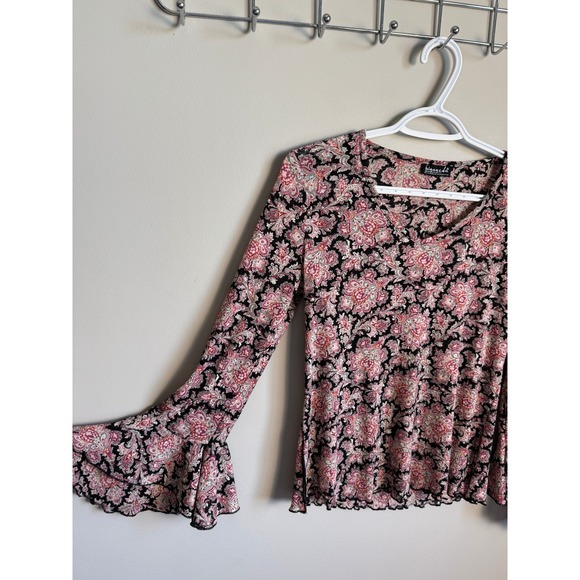 B.I.Y.A.Y.C.D.A. Tops - B.I.Y.A.Y.C.D.A. Paisley Bell Sleeve Top Pink Multi Boho Cottagecore Y2K Hippie